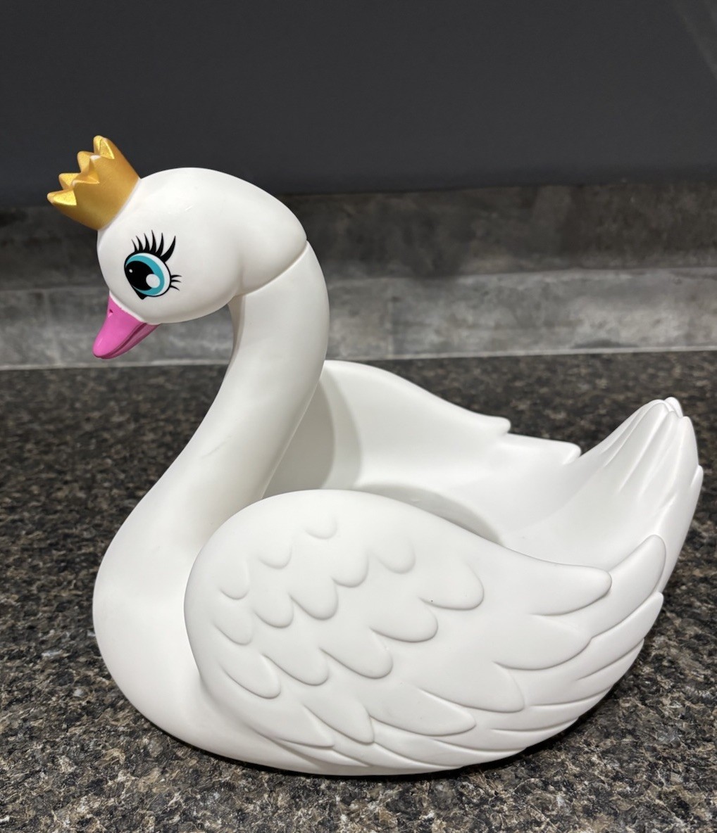 PRINCESS SWAN w/CROWN & CUP HOLDER BATH POOL TOY 8" SUMMER VACATION FUN FLOAT