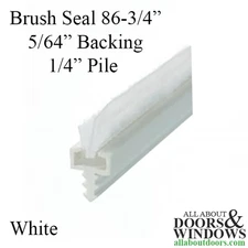 Brush Seal Weatherstrip, 86-3/4", 3/32" Kerf, 1/4" Pile - White