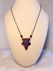 Antique Art Deco Czech Enamel Brass Necklace 1920 18inch Chain Jewelry