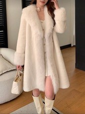 Abrigo De Mujer Chaqueta Con Cuello De Piel Sintética Elegante Para Invierno