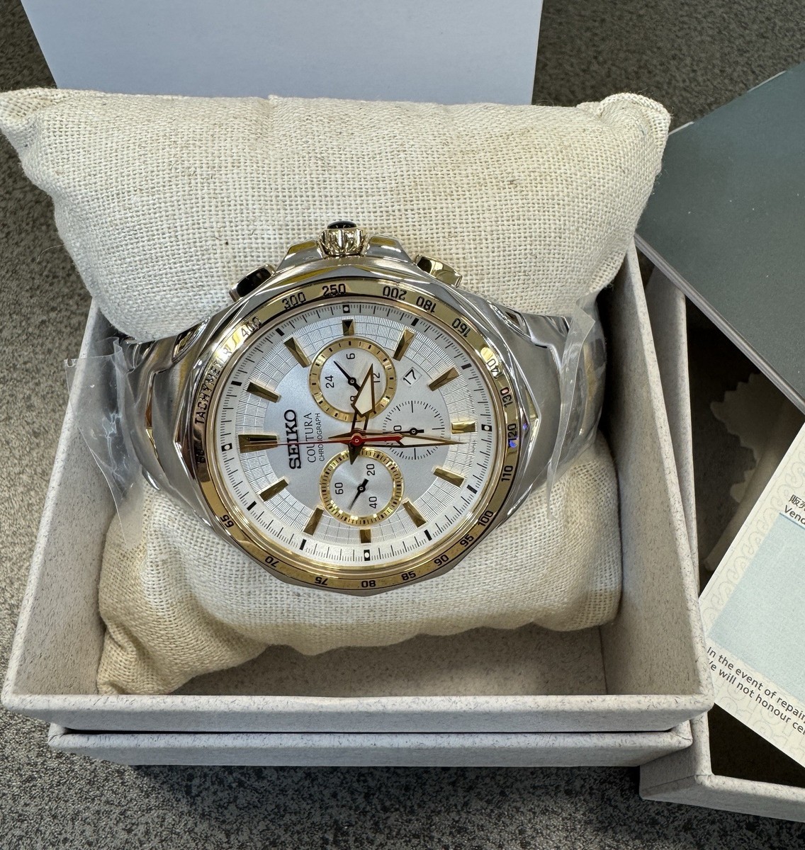 Seiko Coutura Chronograph Two Tone White Dial Men's Watch