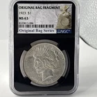 Original Bag Fragment NGC MS63 Black Core 🇺🇸 1923 90% Peace Silver Dollar BU