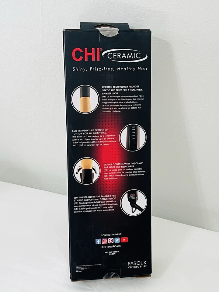 CHI Ceramic Tourmaline 1" Curling Iron Carbon Black Brand New Sealed - Image 3 of 4