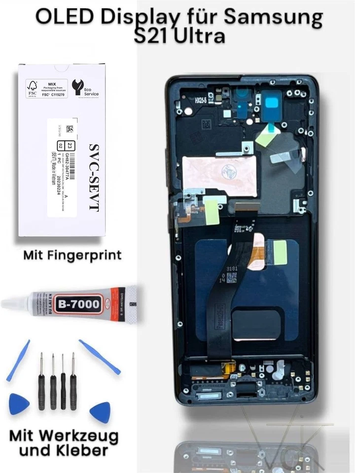FÜR SAMSUNG Samsung Galaxy S21 Ultra OLED G998 Display Original Größe Bildschirm Rahmen