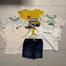 Toddler Boys Mixed Clothing 5 Shirts 1 Pair Of Short 12m - 2T