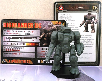 Battletech Highlander IIC, Mech/ Pilot Cards - Catalyst Clan Direct Fire Star
