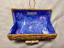 NWT Lilly Pulitzer Wicker Case Boca Blue It  s a Sailabration Purse Clutch