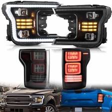 VLAND Full LED Headlights+ Rear Tail lights for Ford F150 2018-2020 w/Sequential