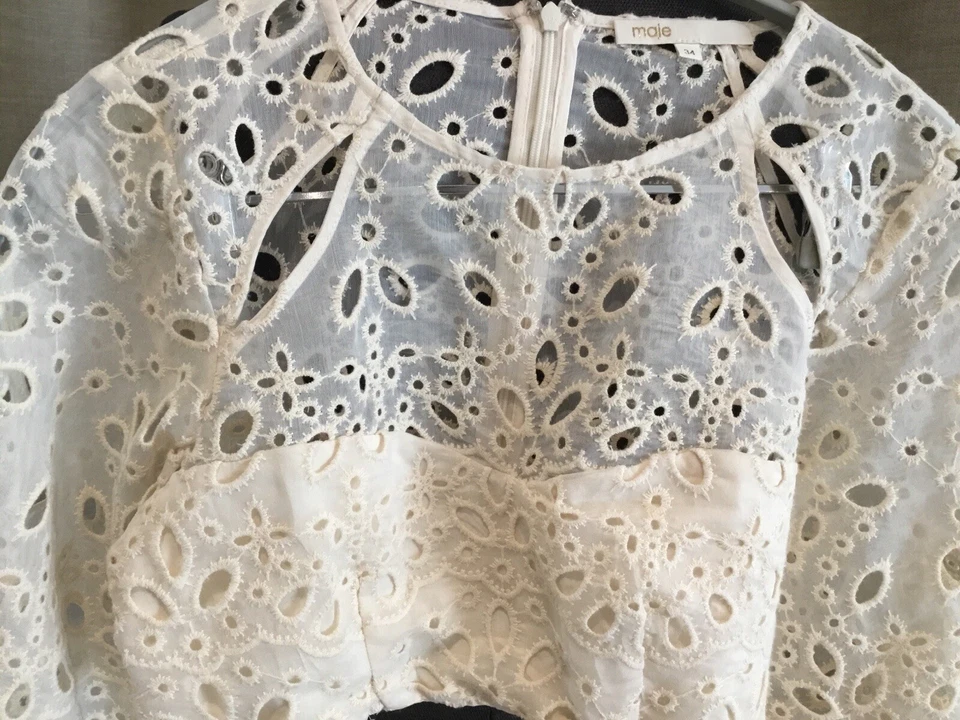 Très Beau Haut Blouse Court Dentelle Maje 34 - Photo 2/4