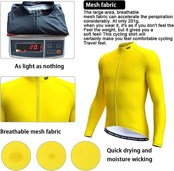 Camiseta deportiva de ciclismo para hombre manga larga Wulibike montaña bicicleta camiseta Prendas para el torso cremallera completa MTB Foto 3 de 4