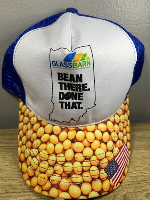 Glass Barn Bean There Done That Adjustable Snapback Trucker Cap Hat Blue - NEW