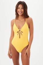 TRINA TURK JOPLIN JACQUARD PETAL CUTOUT PLUNGE ONE PIECE SWIMSUIT, NWT 162, 10