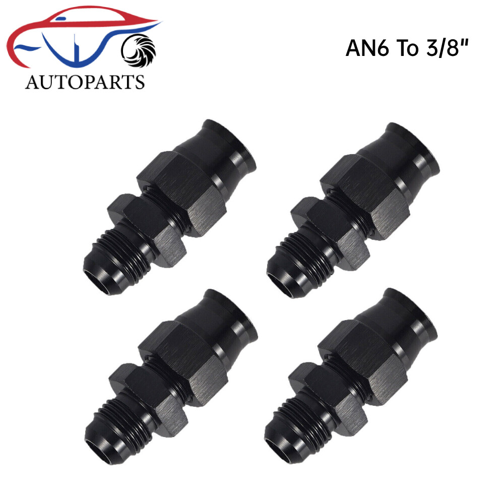 4PCS 6AN To 3/8" Tube Hardline Fuel Line Adapter Fitting Tubing