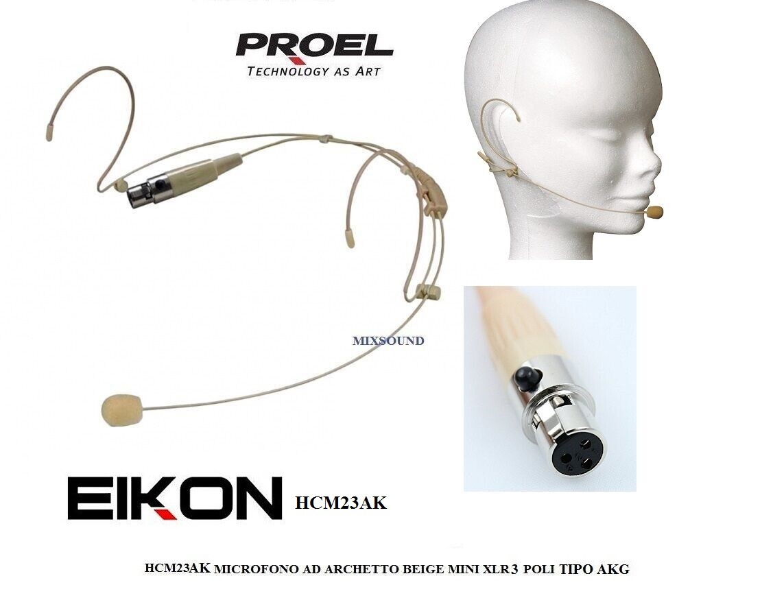 Proel EIKON HCM23AK Microfono archetto condensatore MINI XLR 3 poli F AKG Beige