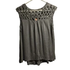 Plenty by Tracy Reece gray lattice swing top size XS