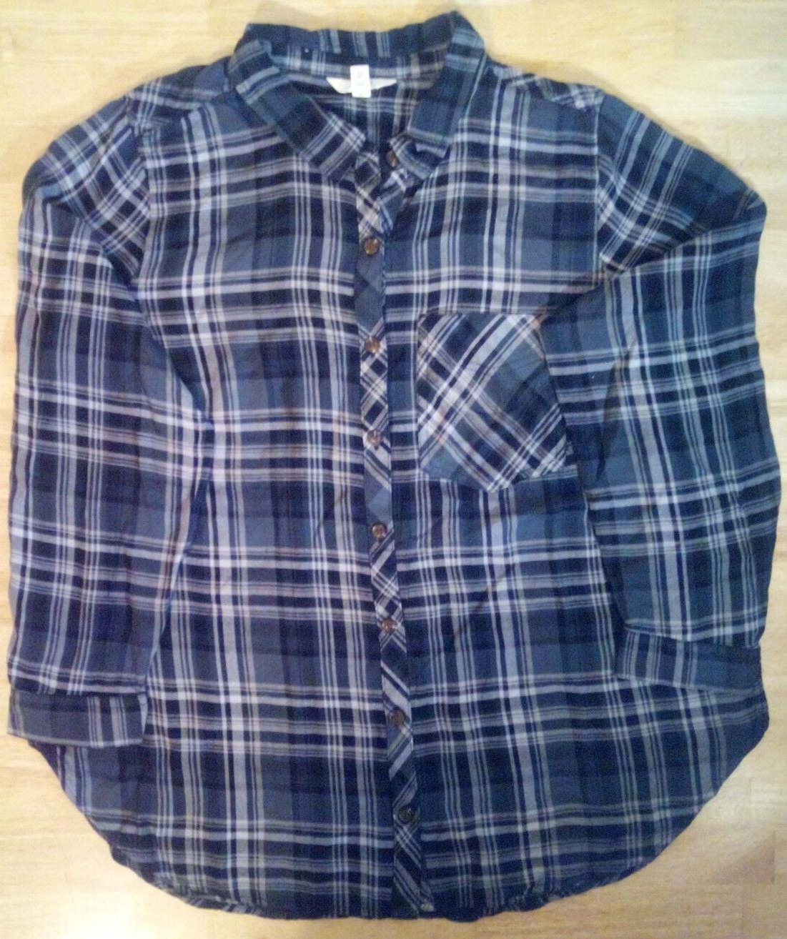 Terra & Sky Womens Plus Size Black Plaid Button Down Long Sleeve Shirt 0X 1X 3X