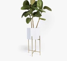 ZARA HOME WHITE LACQUERED PLANTER WITH GOLDEN BASE