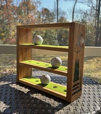 Handmade Golf Ball Display Stand Nature Themed Felt 3-Tier NEW Wood And Acrylic