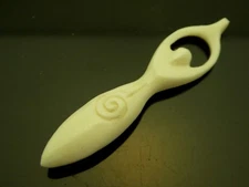 Fertility Goddess Amulet Handmade Carved Water Buffalo Bone Small Pendant Cord