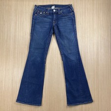 True Religion Jeans Womens 31 Blue Joey Denim Boocut Flare Pocket Flap Rock Roll