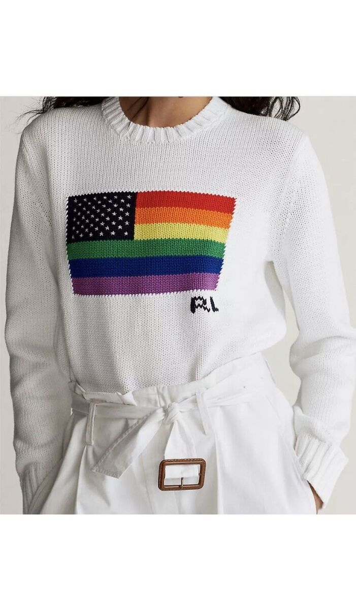 395 Ralph Lauren Womens Pride Rainbow Jumper Sweater American Flag