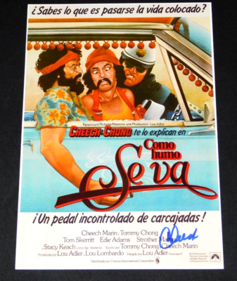 CHEECH MARIN SIGNED CHEECH & CHONG'S UP IN SMOKE 12X18 SPANISH