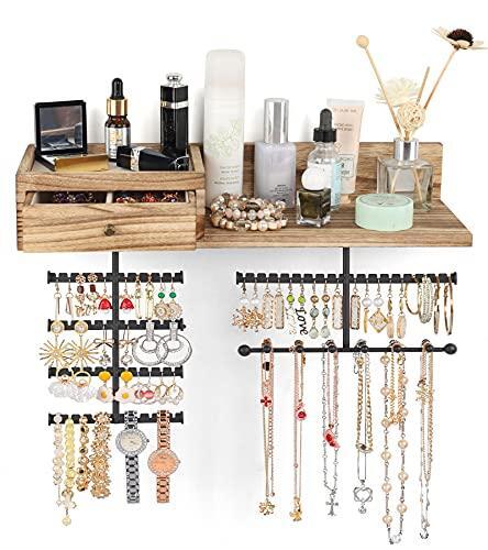 Rustic Wood Wall-Mounted Jewelry Organizer by VINAEMO-image