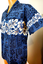 Vintage Hawaiian Togs Aloha Shirt Mens Medium M Blue Camp Floral Button Up