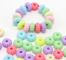 250pcs Mixed Pastel Color Acrylic Fluted Rondelle Disc Beads 8X4mm Loose Spacer