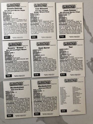 1992 TSR AD&D Advanced Dungeons & Dragons Trading Cards Lot: Greyhawk x9 - Bild 2 von 2