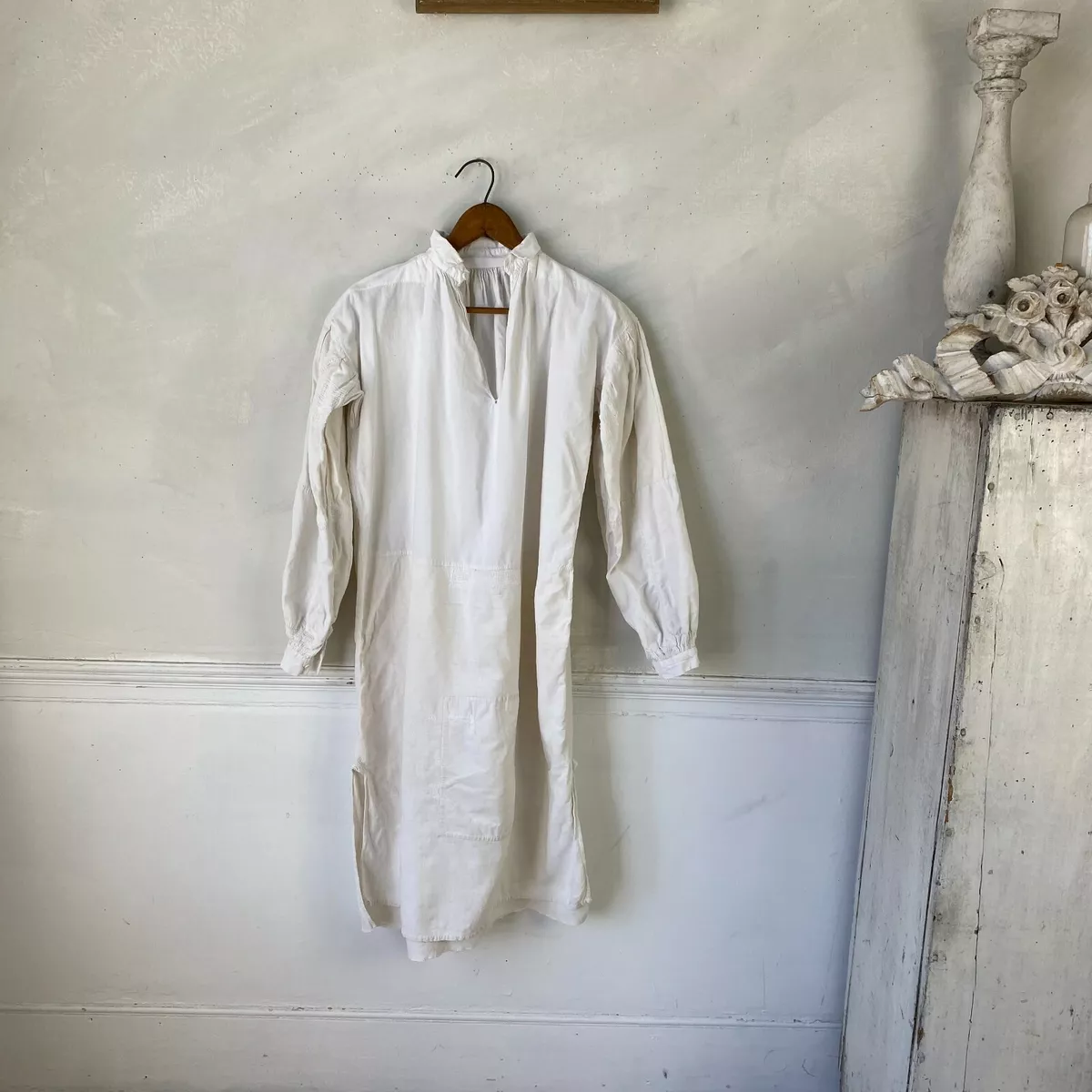 Vintage French Chemise Night Shirt Tunic French Linen Work Wear