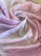 Vintage Bird Print Silk Vintage Scarf In Soft Pinks