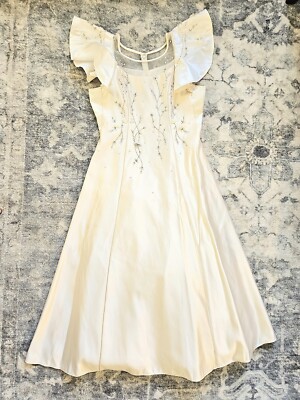 beaded flutter sleeve wedding dress A-line Bohemia Chiffon Wedding Dress with Flutter Sleeves – loveangeldress main image 1