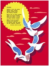 9728.Paloma.birds flying over red sky.yellow sun.POSTER.decor Home Office art