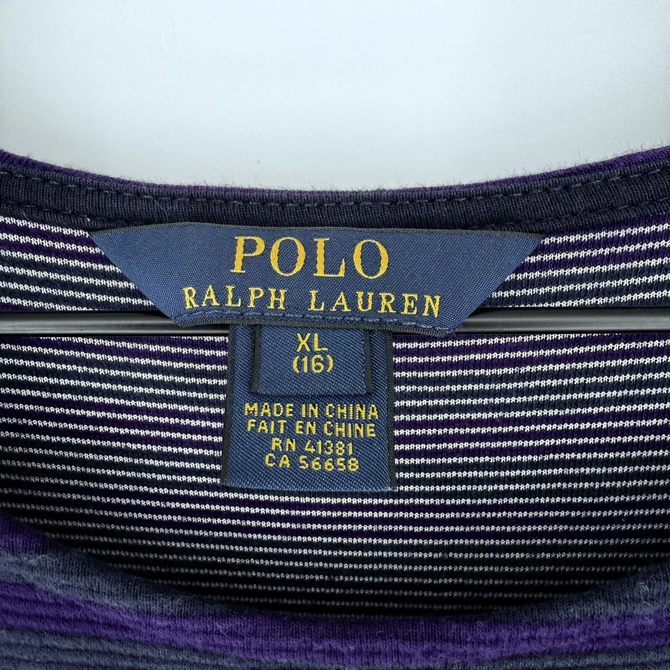 Ralph Lauren Girls Purple Striped Knee Length Dress Size XL 16 - Image 3 of 4