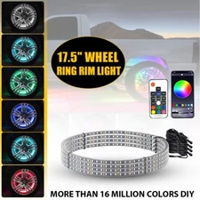 4x 17.5" RGB & Chasing DOUBLE ROW LED Strobe Switchback Rings Wheel Lights Set