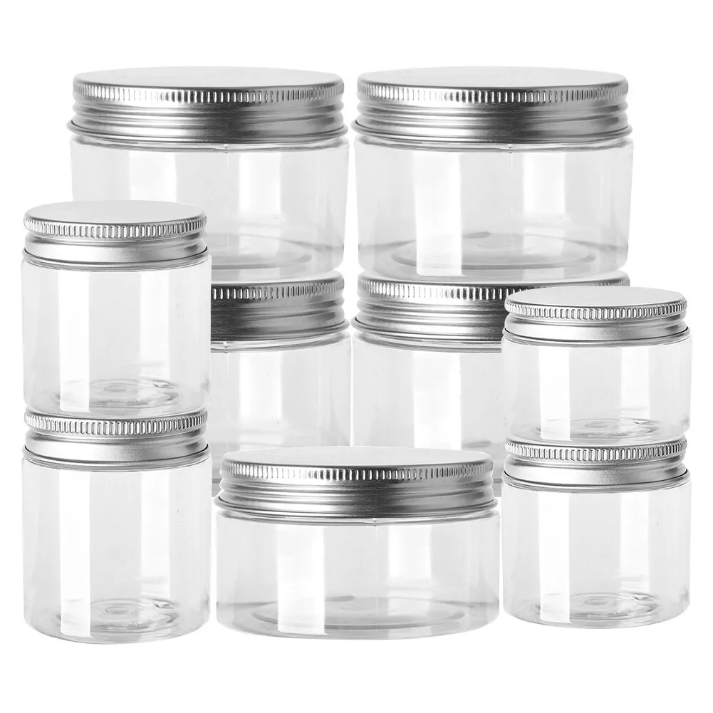 30 150ml Plastic Container Multi Use Round Jar Cap Food Supplies Clear Storage