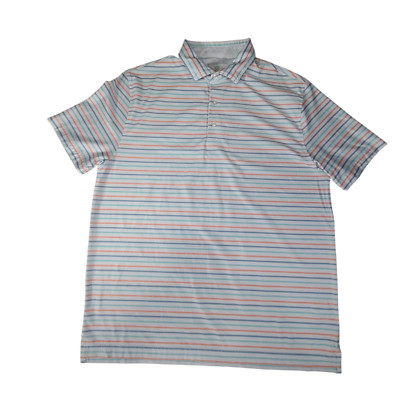 Hickey Freeman Shirt Mens Large Golf Performance Polo Stripe Pattern Stretch *