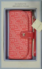 LIZ CLAIBORNE LADIES PINK CLUTCH WRISTLET FOR iPOD NANO WALLET NEW WITH BOX
