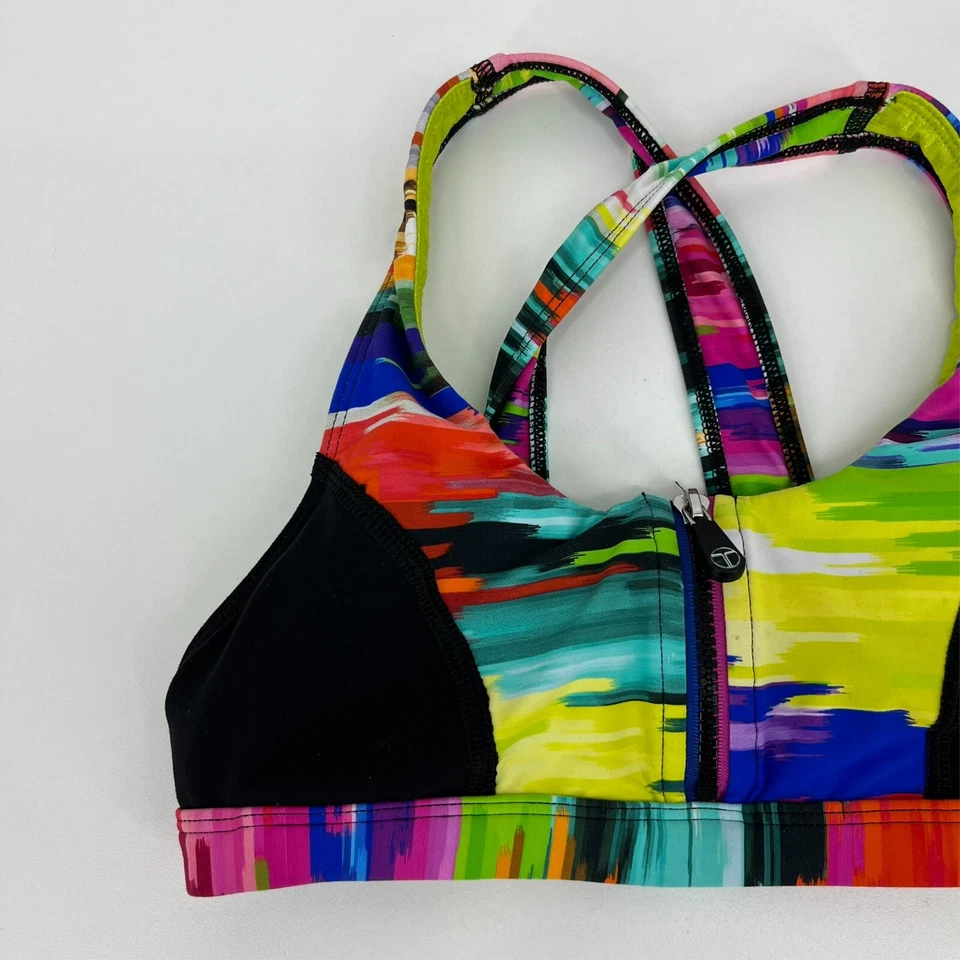 Sujetador deportivo Trina Turk para mujer S multicolor tie dye cremallera frontal correas traseras Foto 2 de 4