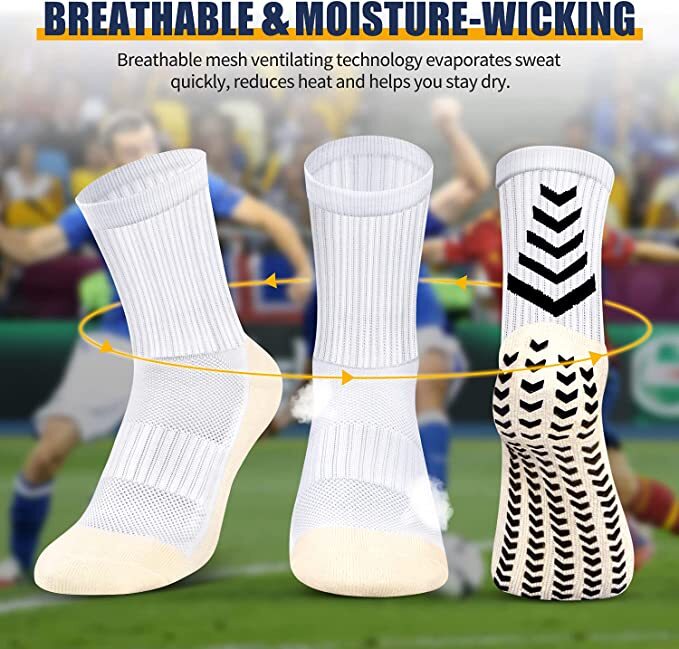 SAOLA Calze Calcio Antislip Uomo Calze Atletiche Lunghe Assorbenti Calze Sportive Impugnatura