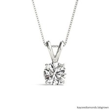 1.00 Carat Genuine Lab Grown Diamond Pendant with Chain in 925 Sterling Silver