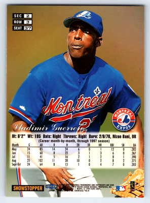 1998 Flair Showcase Row 3 #37 Vladimir Guerrero Montreal Expos