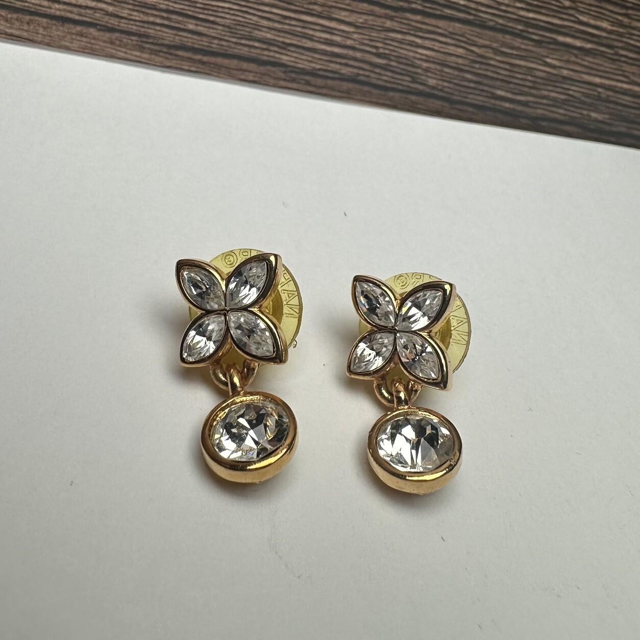 Napier Small Rhinestone Dangle Drop Pierced Earri… - image 1