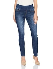 NEW JAG Womens Nora Mid Rise Pull-on Skinny Fit Jeans Flower Laser Print SZ2