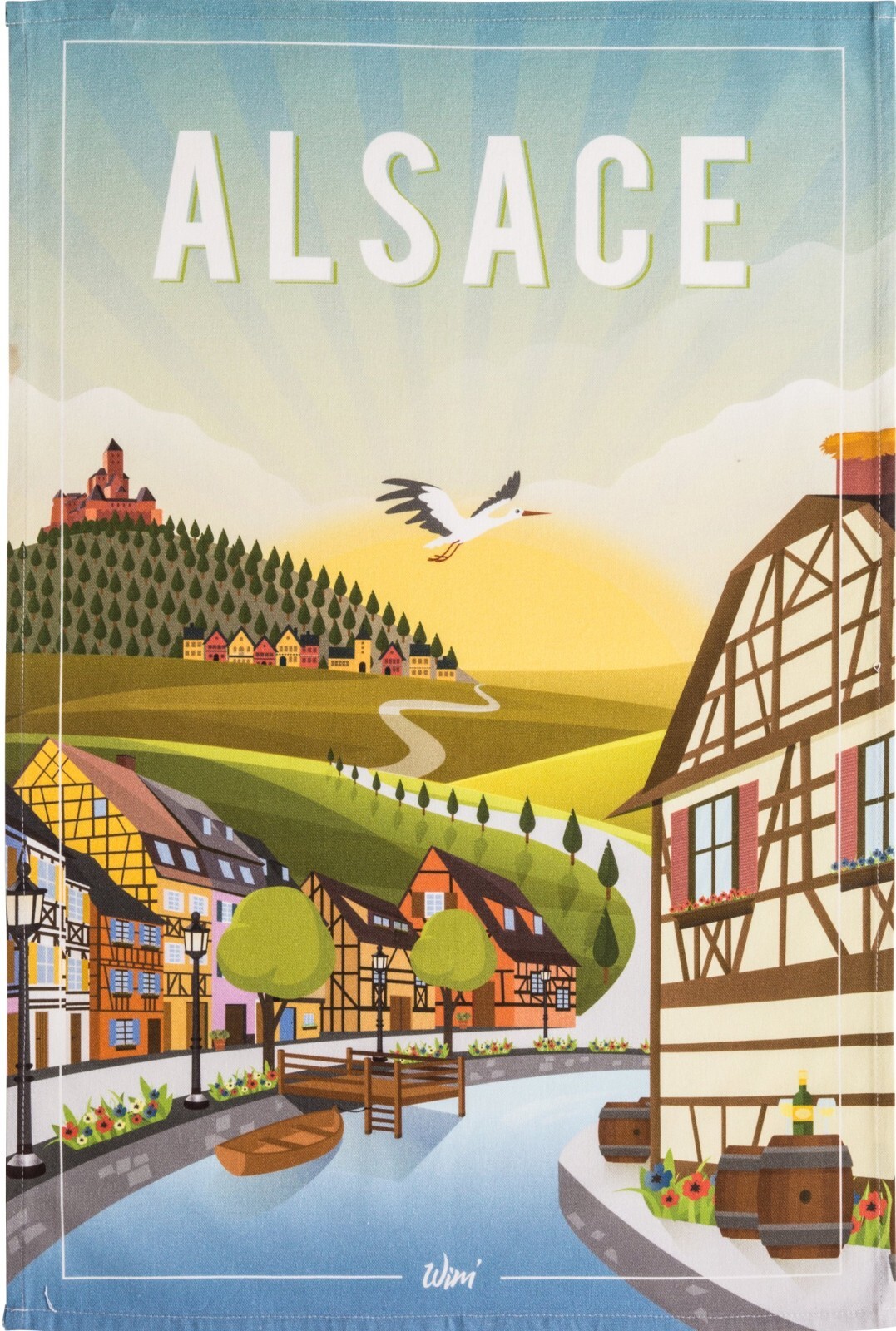 Coucke ""WIM® Alsace’"", Printed cotton tea towel. Designed in France.