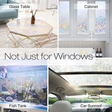 Frosted Rainbow Window Film Privacy Static Cling Stained Glass Film UV Blocking