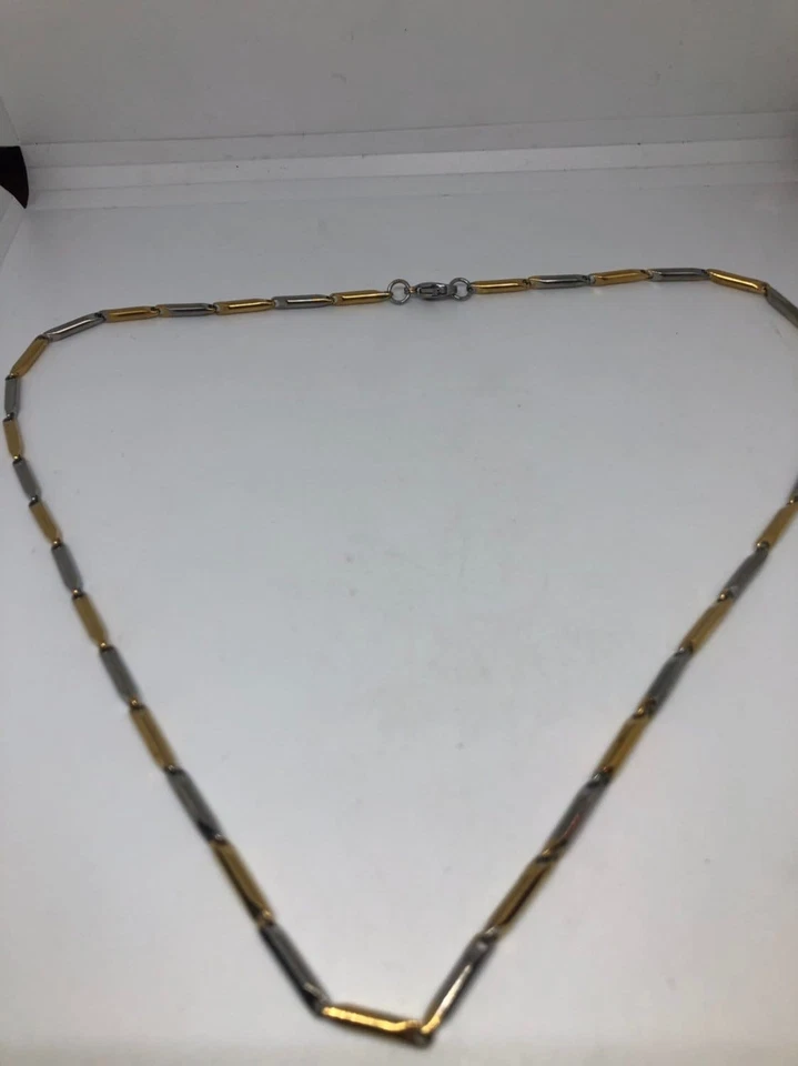 Corrente de aço inoxidável ouro e prata 22 polegadas - Imagem 4 de 4