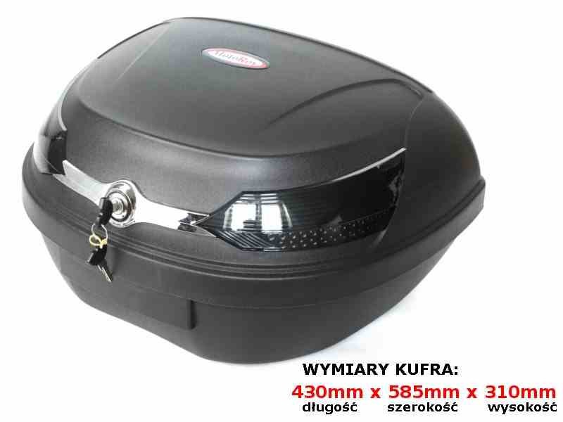 Coffre YM-818 noir REF de 42L pour moto et scooter avec réflecteur intégré
