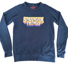 Stranger Things Netflix Sweatshirt Mens M Graphic Pullover Long Sleeve Navy Blue